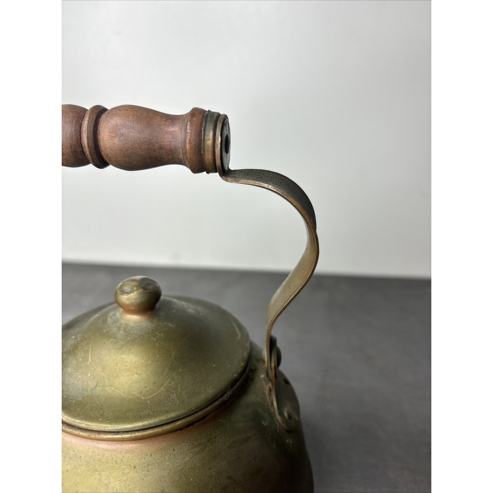 VTG Heritage Tagus Copper Brass Tea Pot Kettle R-51 Wood Handle Portugal Patina - Picture 5 of 12